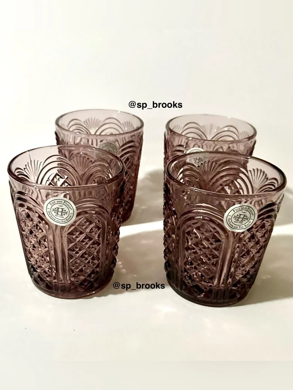 🎁4PC Fitz and Floyd Glass Tumbler - 11 oz. Sicily Lilac Tumbler